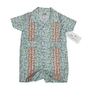 NWT Six Honeybees 6M Tight Lines Salmon Romper